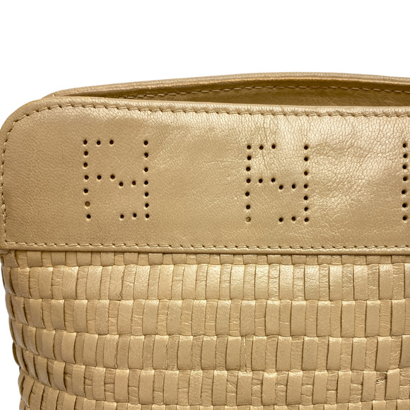 Vintage Fendi Vintage Tan Woven Leather Crossbody Bag Purse - Picture 2 of 12
